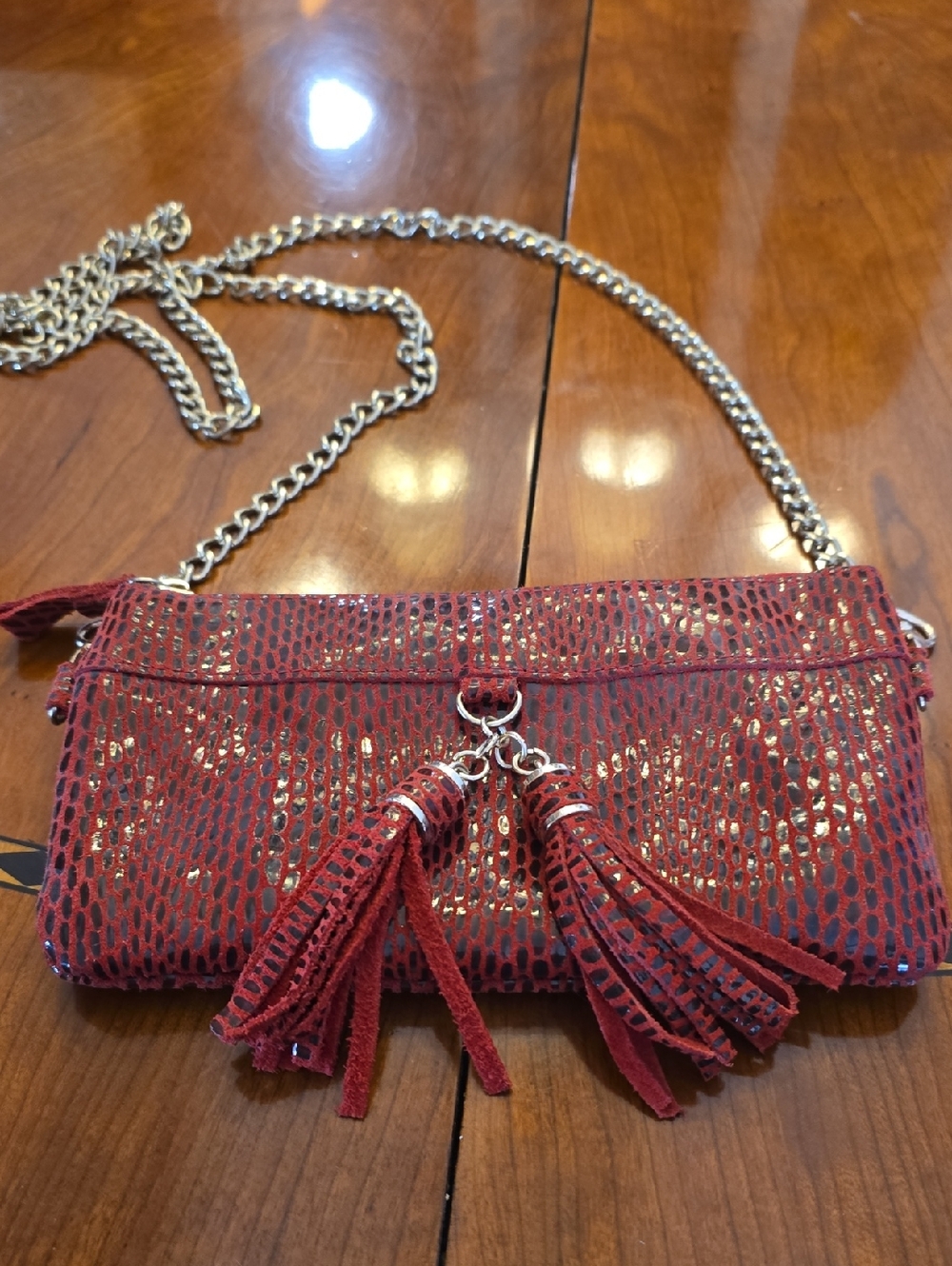 Red Tassel Chain Crossbody Bag